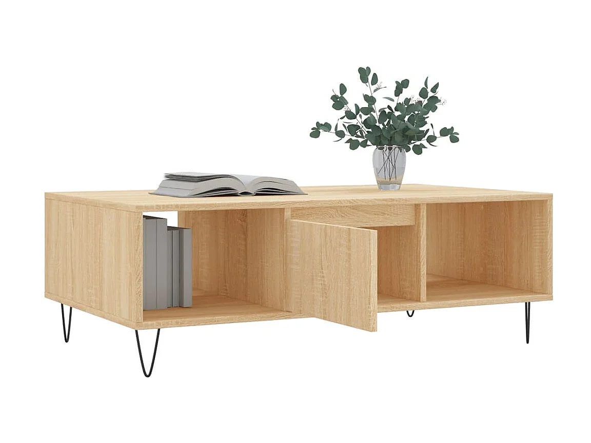 Mesa de centro em carvalho Sonoma dourado 104x60x35 cm madeira projetada