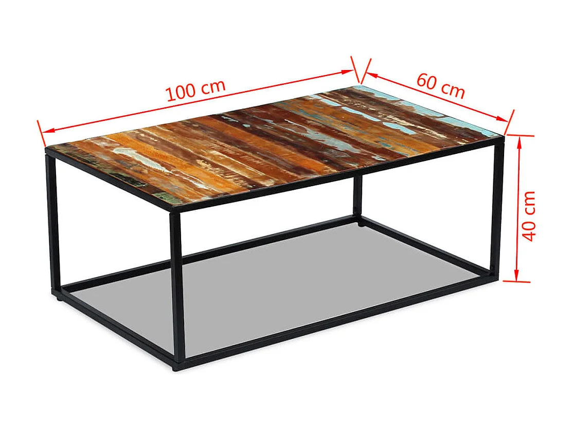 Table basse Bois de récupération massif 100 x 60 x 40 cm