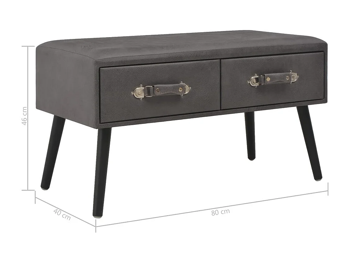 Gold Salontafel Grijs 80x40x46 cm Kunstleer