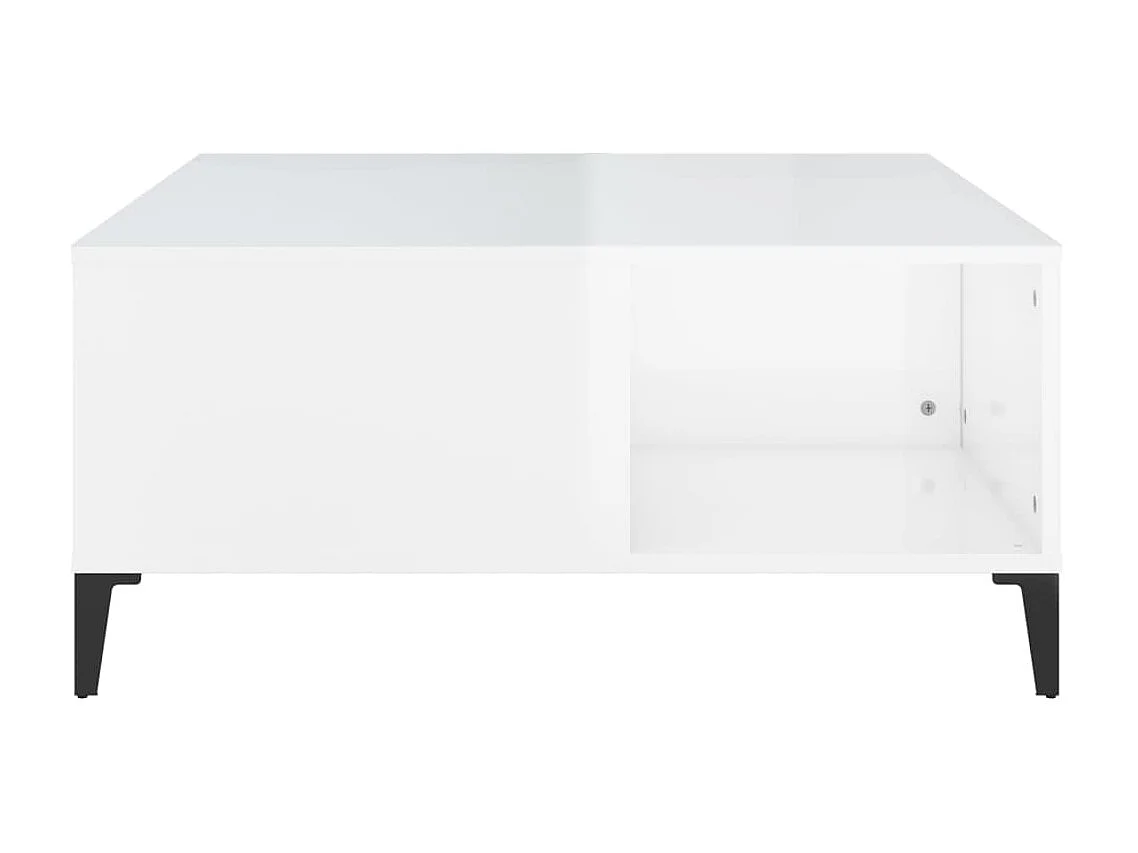 Mesa de centro dourada branca brilhante 80x80x36,5 cm madeira projetada