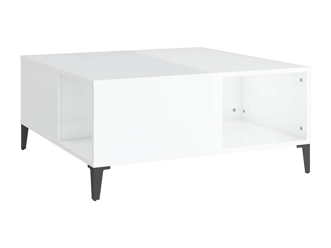 Table basse blanc brillant 80x80x36,5 cm bois d'ingénierie