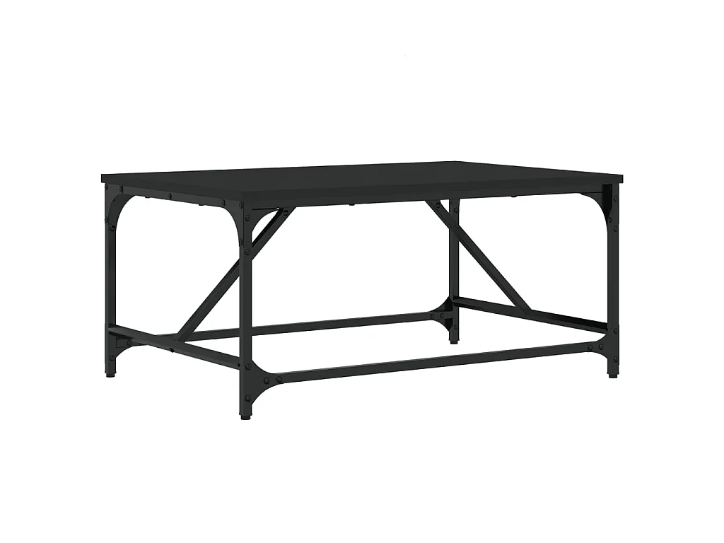 Mesa de centro dourada preta 75x50x35 cm madeira projetada