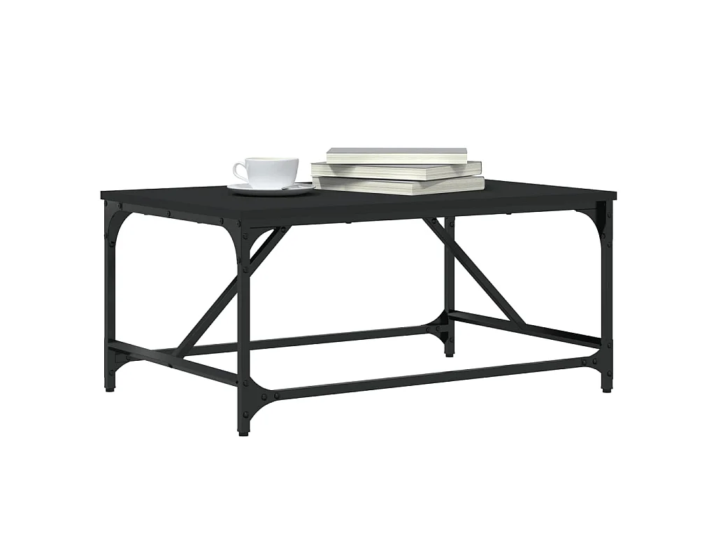 Mesa de centro dourada preta 75x50x35 cm madeira projetada