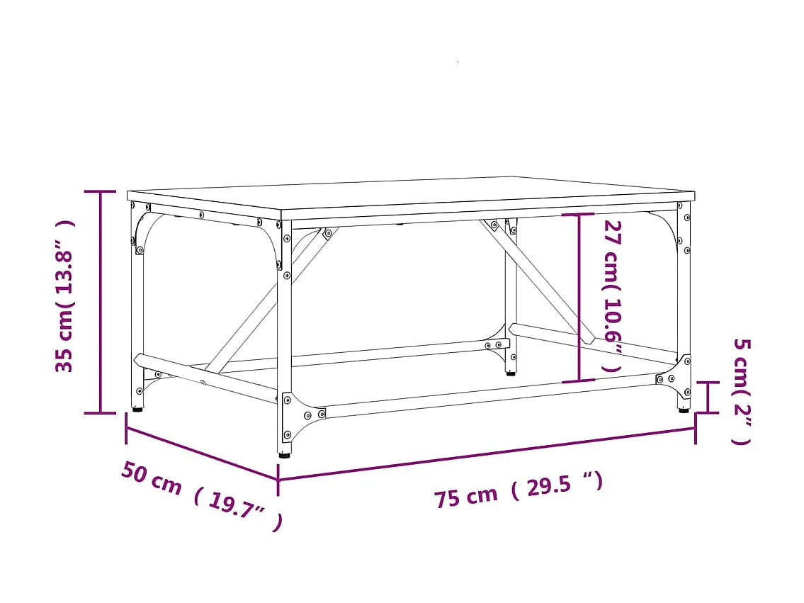 Mesa de centro dourada preta 75x50x35 cm madeira projetada