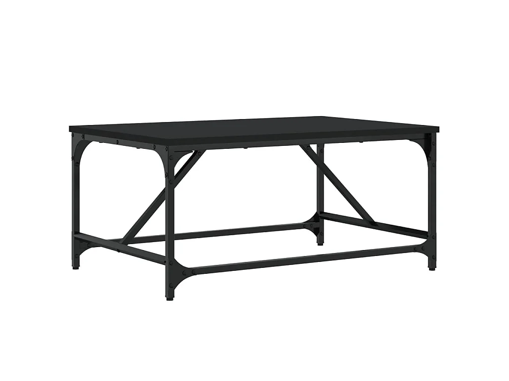 Mesa de centro dourada preta 75x50x35 cm madeira projetada