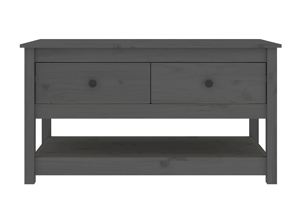 Mesa de centro dourada Cinza 102x49x55 cm Madeira maciça de pinho