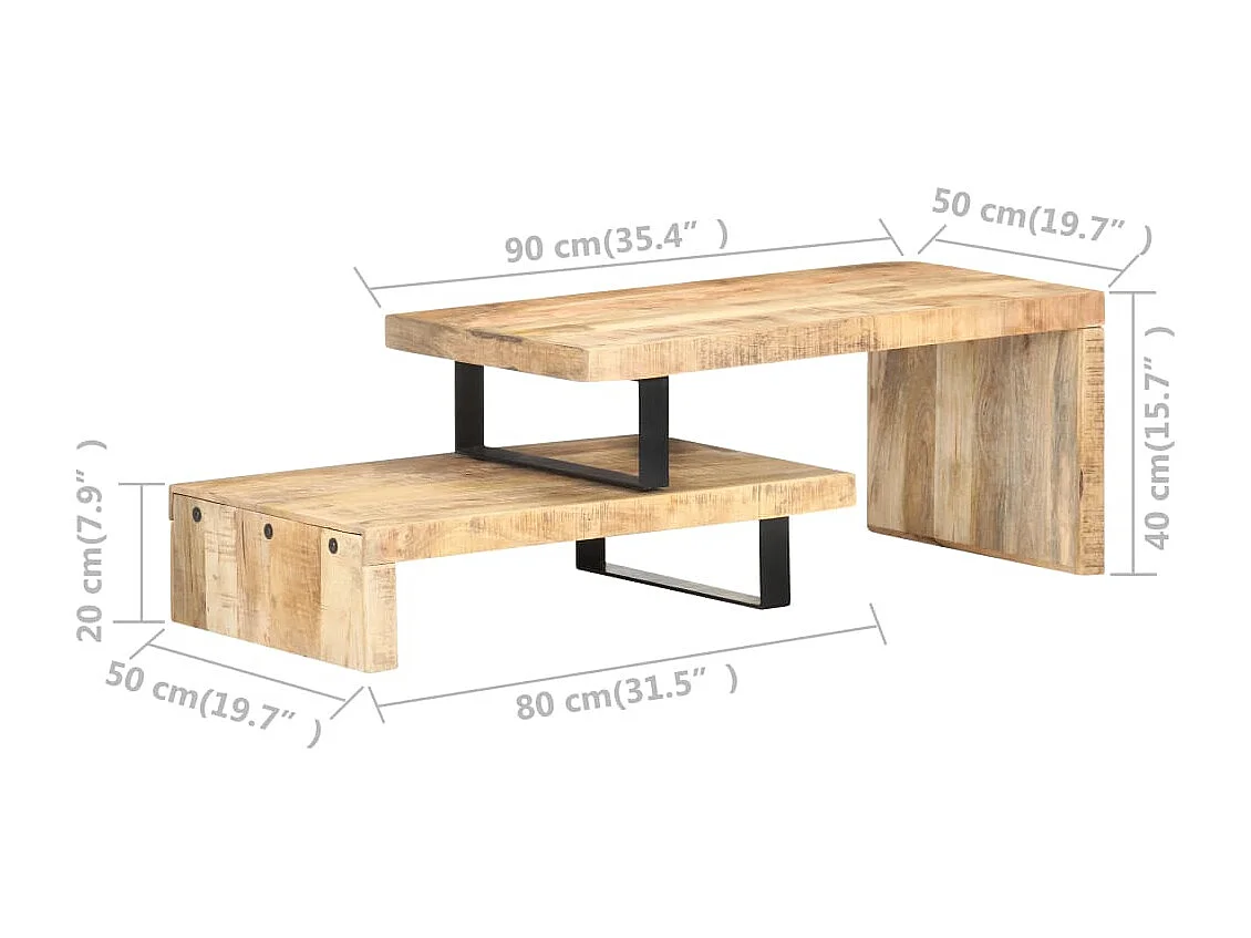 Ensemble de table basse 2 pcs Bois de manguier massif