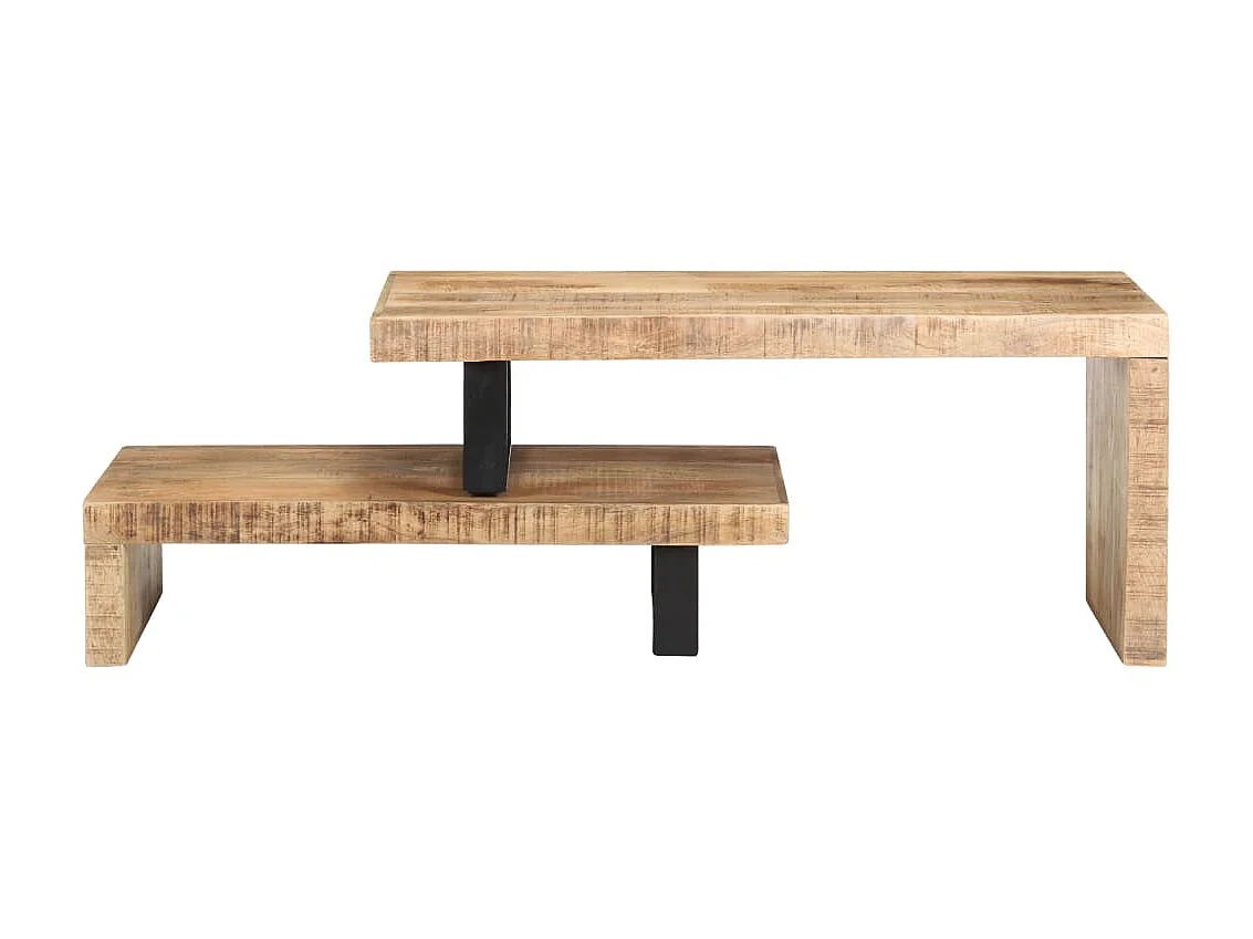 Conjunto de mesa de centro dourada de 2 peças em madeira de mangueira maciça