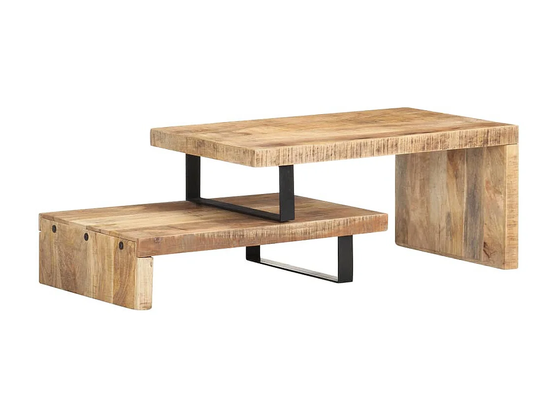 Conjunto de mesa de centro dourada de 2 peças em madeira de mangueira maciça