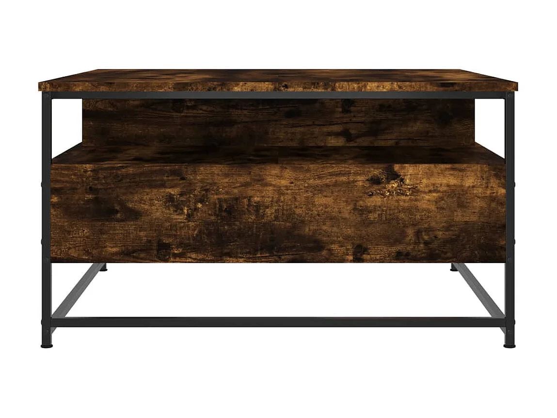 Mesa de centro em carvalho fumê dourado 80x80x45 cm madeira projetada