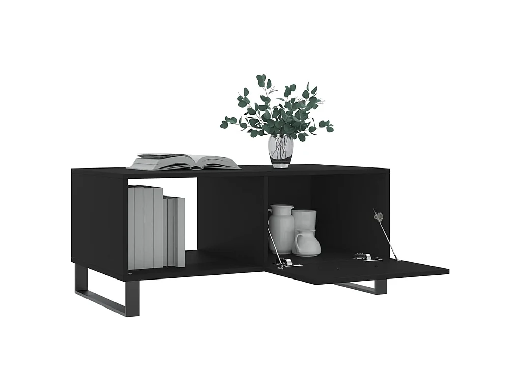 Table basse noir 90x50x40 cm bois d'ingénierie