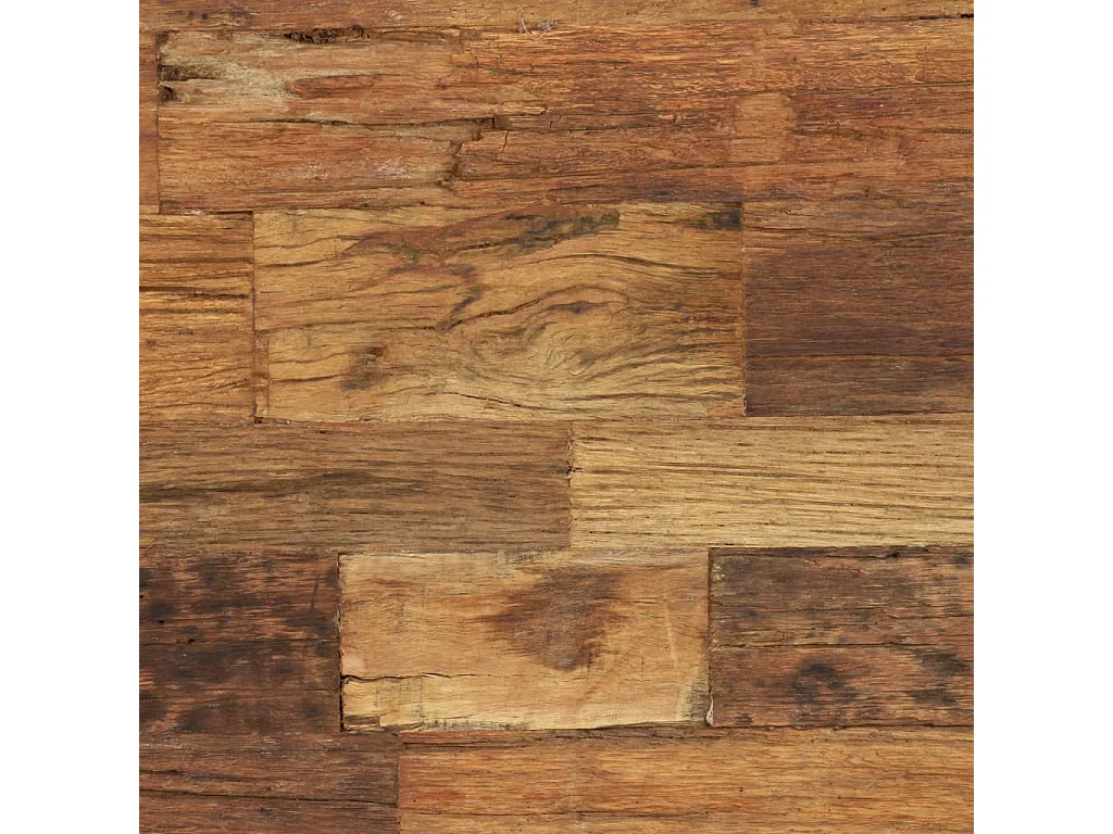 Mesa de centro dourada madeira recuperada maciça 100 x 60 x 38 cm