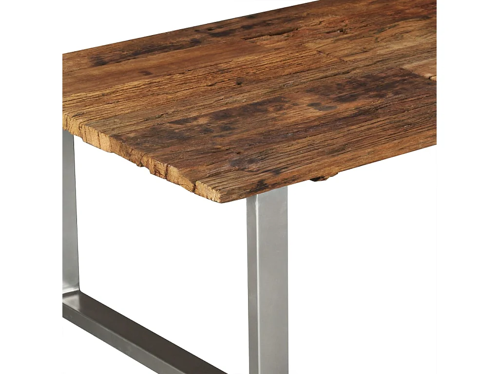 Mesa de centro dourada madeira recuperada maciça 100 x 60 x 38 cm