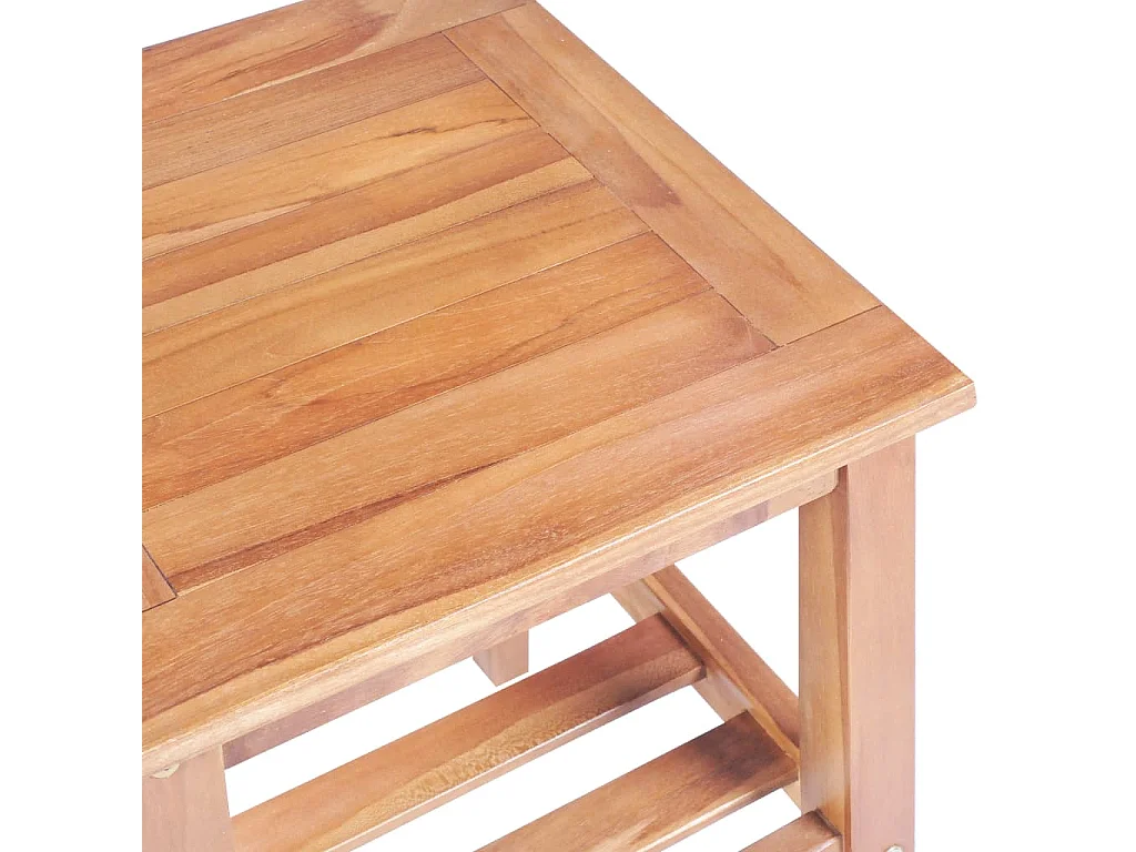 Mesa de centro dorada 40x40x50 cm cuadrada de teca maciza