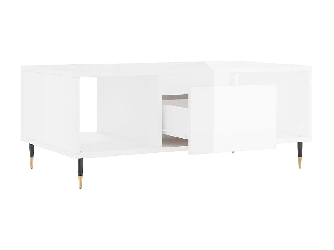 Mesa de centro Gold Blanco brillo 90x50x36,5 cm Madera contrachapada