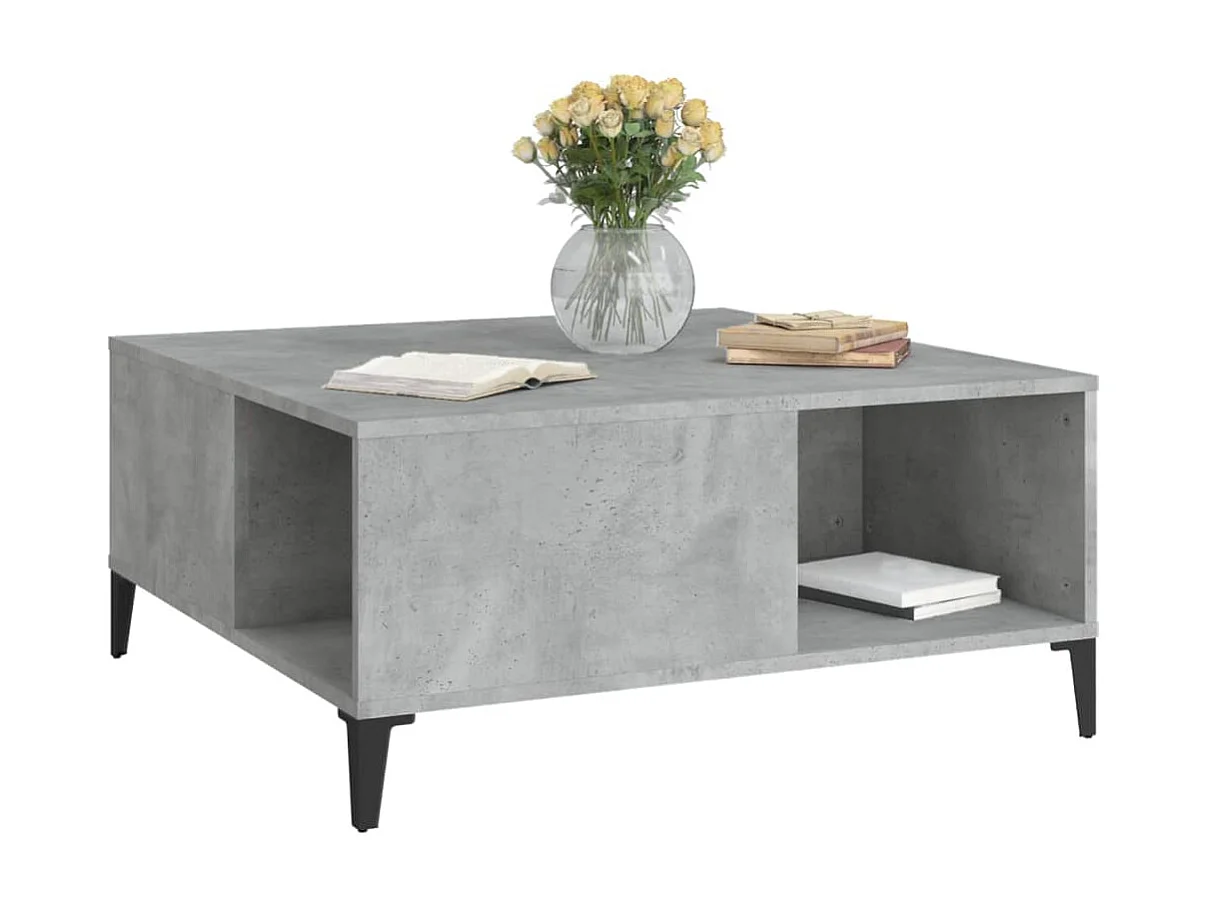 Table basse gris béton 80x80x36,5 cm bois d'ingénierie