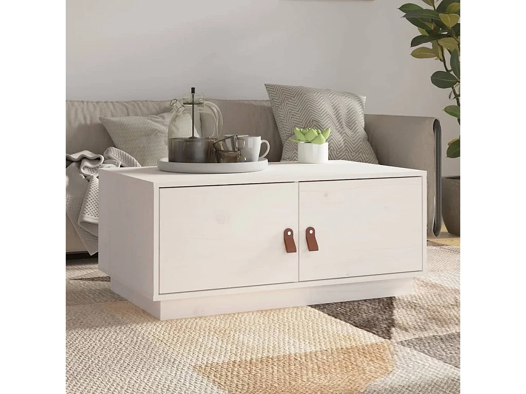 Gold Salontafel Wit 80x50x35 cm Massief grenenhout