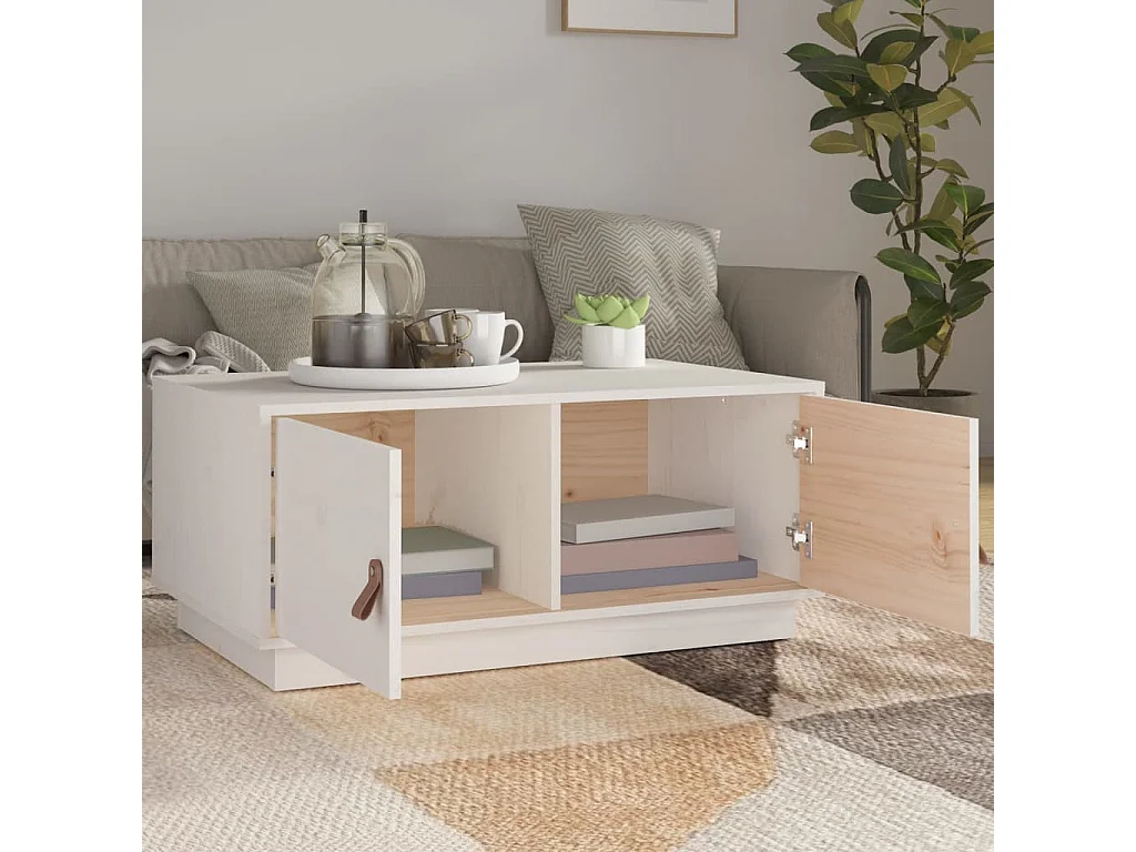 Gold Salontafel Wit 80x50x35 cm Massief grenenhout