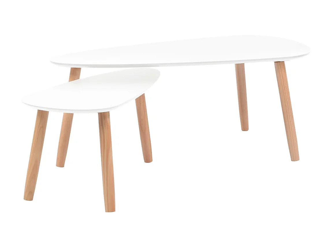 Conjunto de mesa de centro dourado de 2 peças em madeira maciça de pinho branco