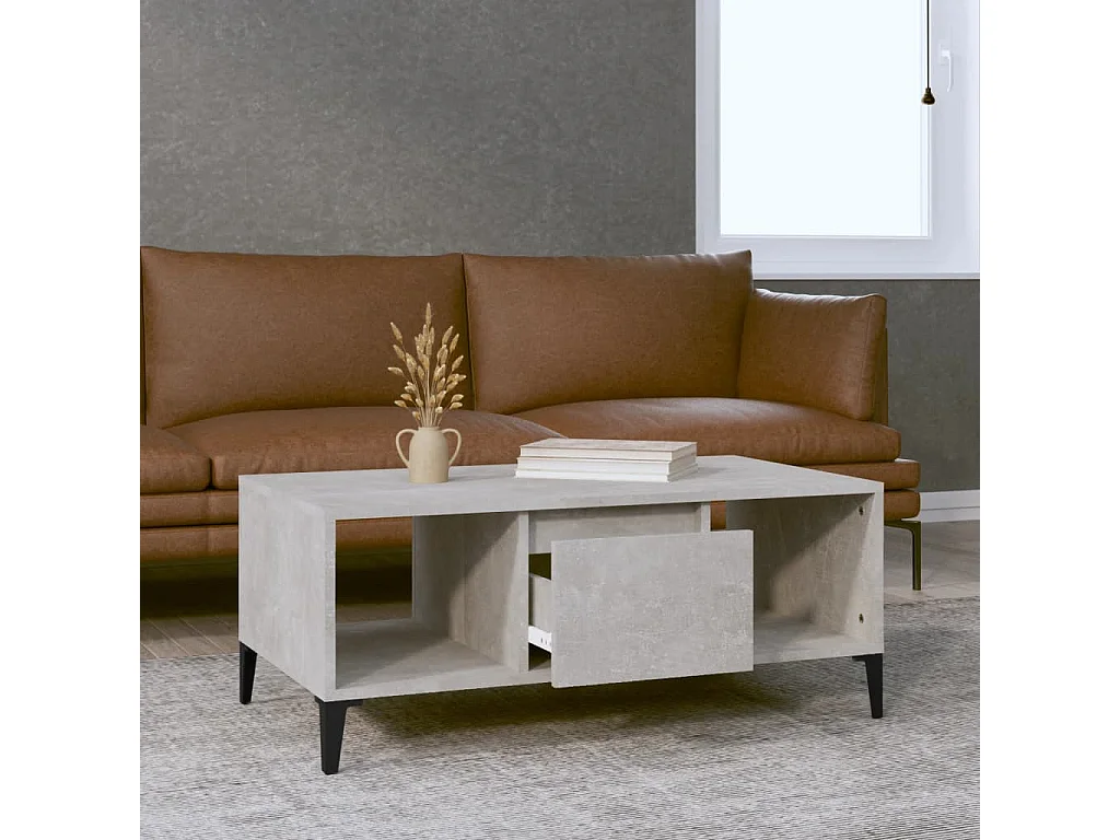Table basse Gris béton 90x50x36,5 cm Bois d'ingénierie