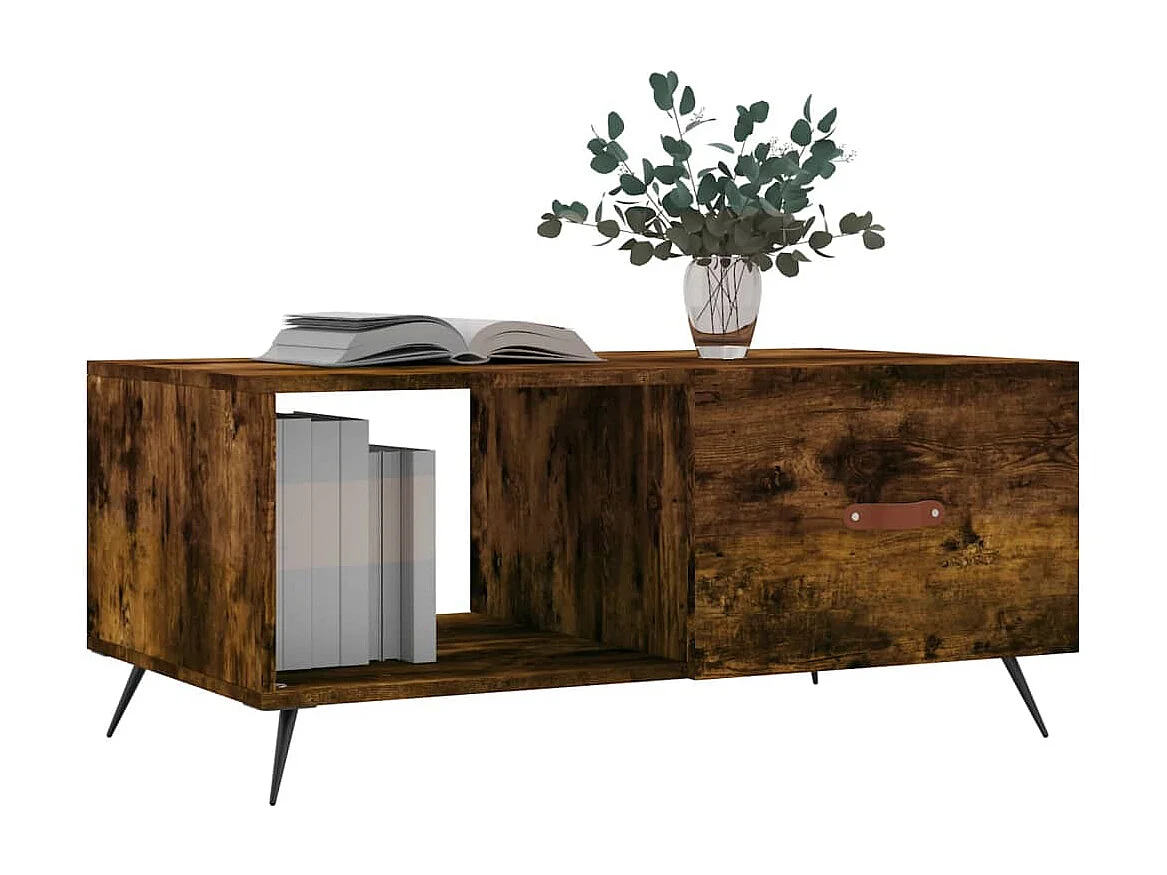 Table basse chêne fumé 90x50x40 cm bois d'ingénierie