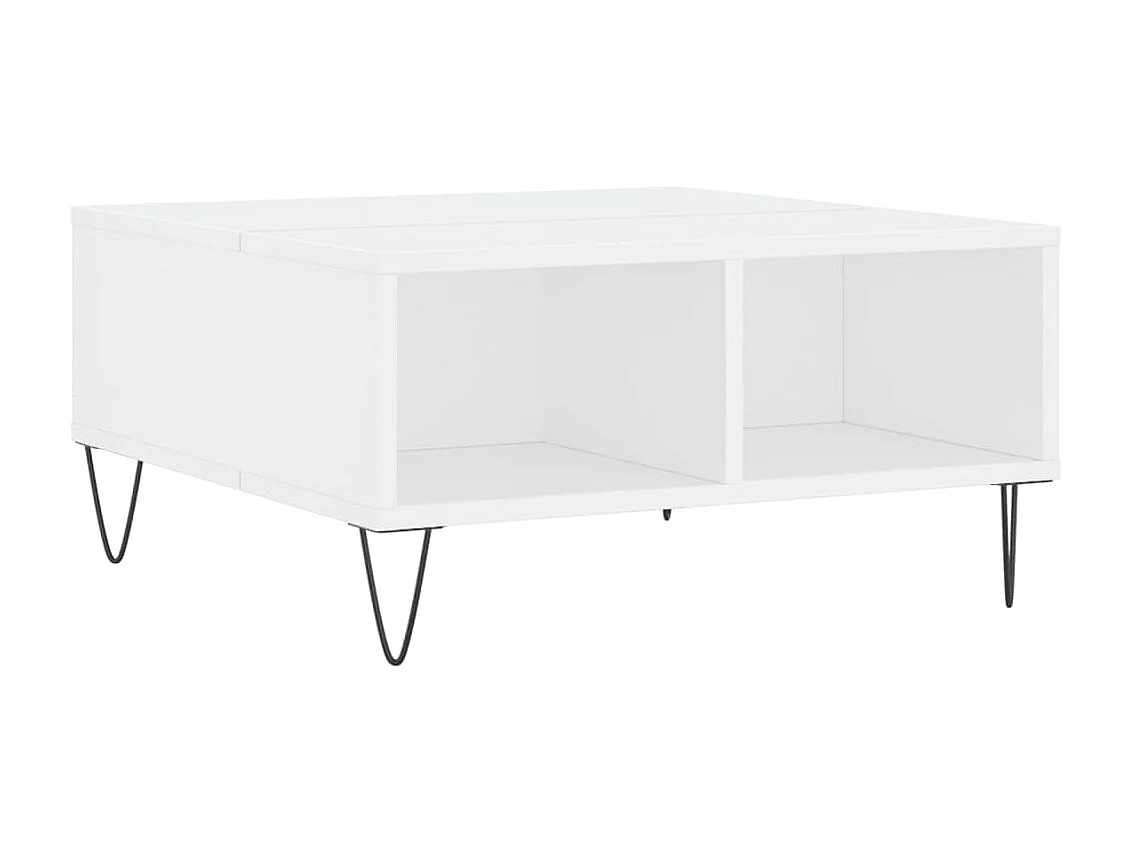 Mesa de centro dourada branca 60x60x30 cm madeira trabalhada