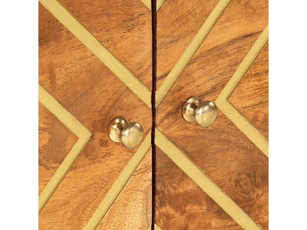 Mesa de centro dourada e preta 80x50x40 cm madeira de mangueira maciça