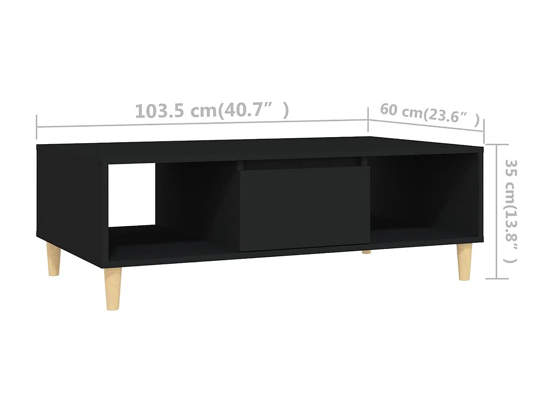 Table basse Noir 103,5x60x35 cm Aggloméré