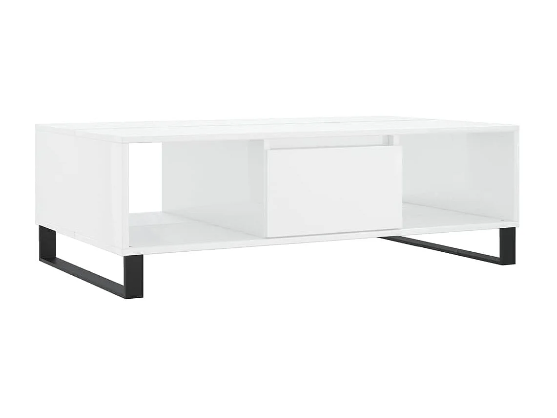 Table basse blanc brillant 104x60x35 cm bois d'ingénierie