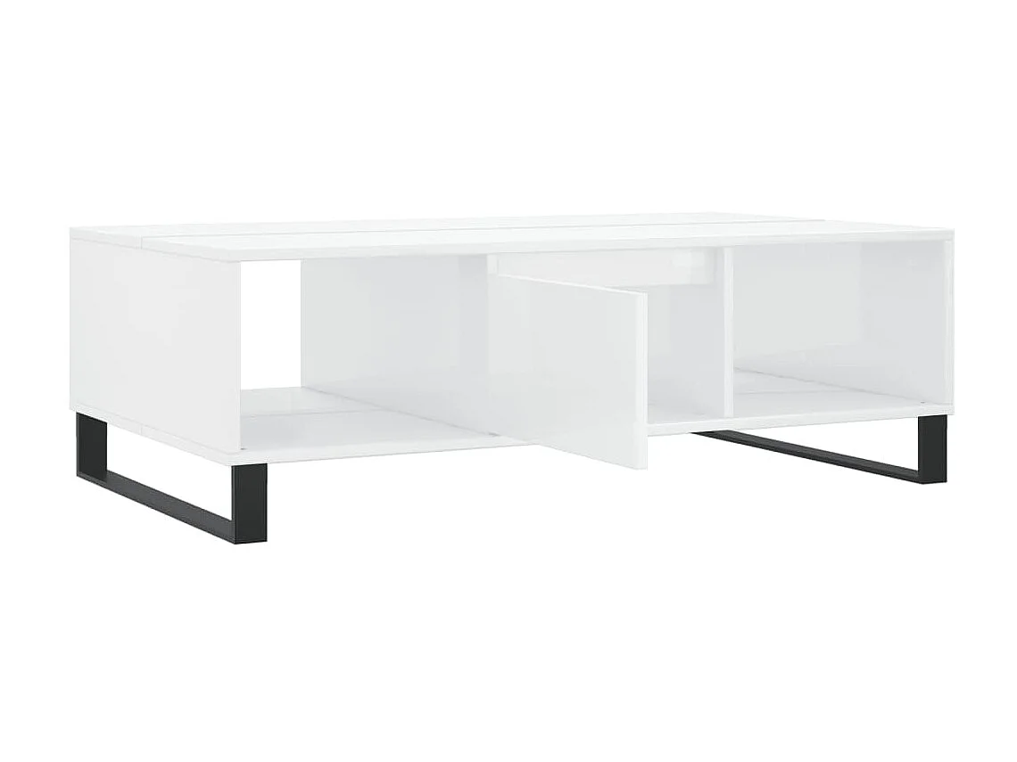 Table basse blanc brillant 104x60x35 cm bois d'ingénierie
