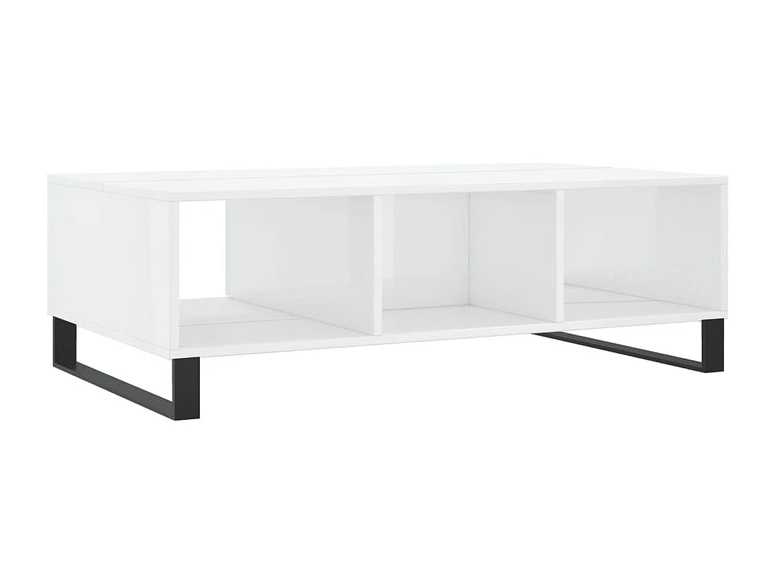 Table basse blanc brillant 104x60x35 cm bois d'ingénierie