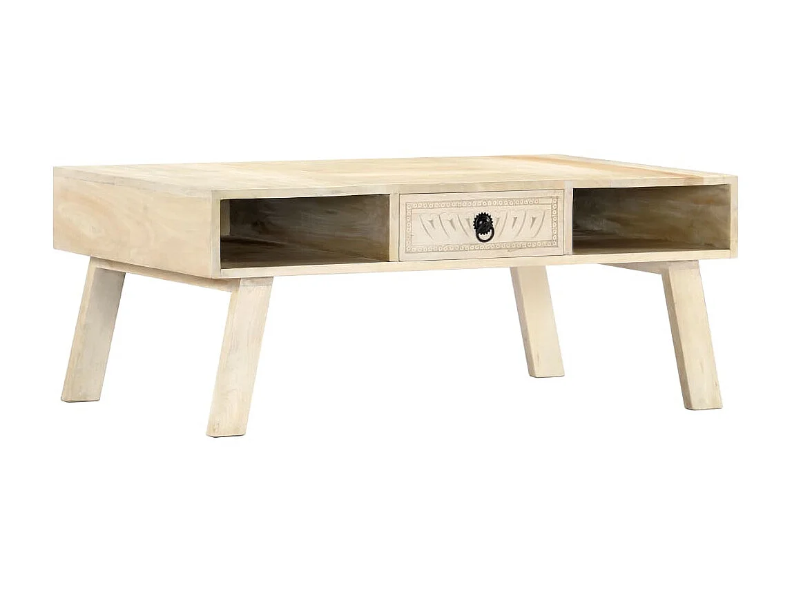 Mesa de centro dourada 100x60x40 cm Madeira maciça de mangueira