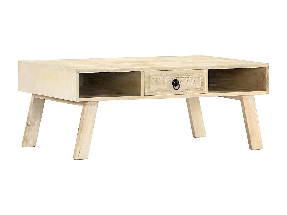 Mesa de centro dourada 100x60x40 cm Madeira maciça de mangueira