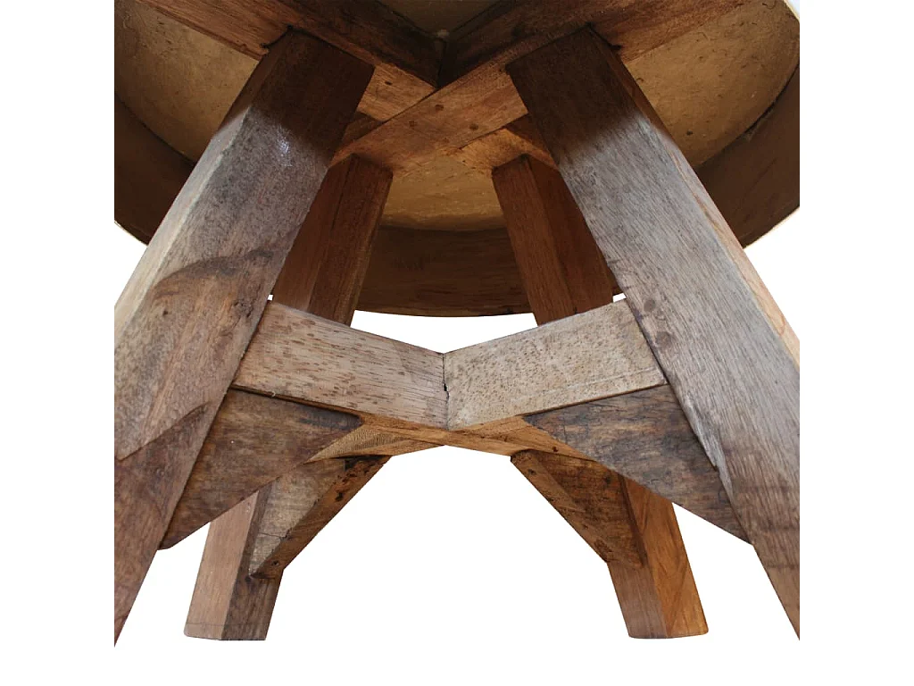 Tavolino da caffè Gold in legno massello di recupero 60 x 45 cm Bianco