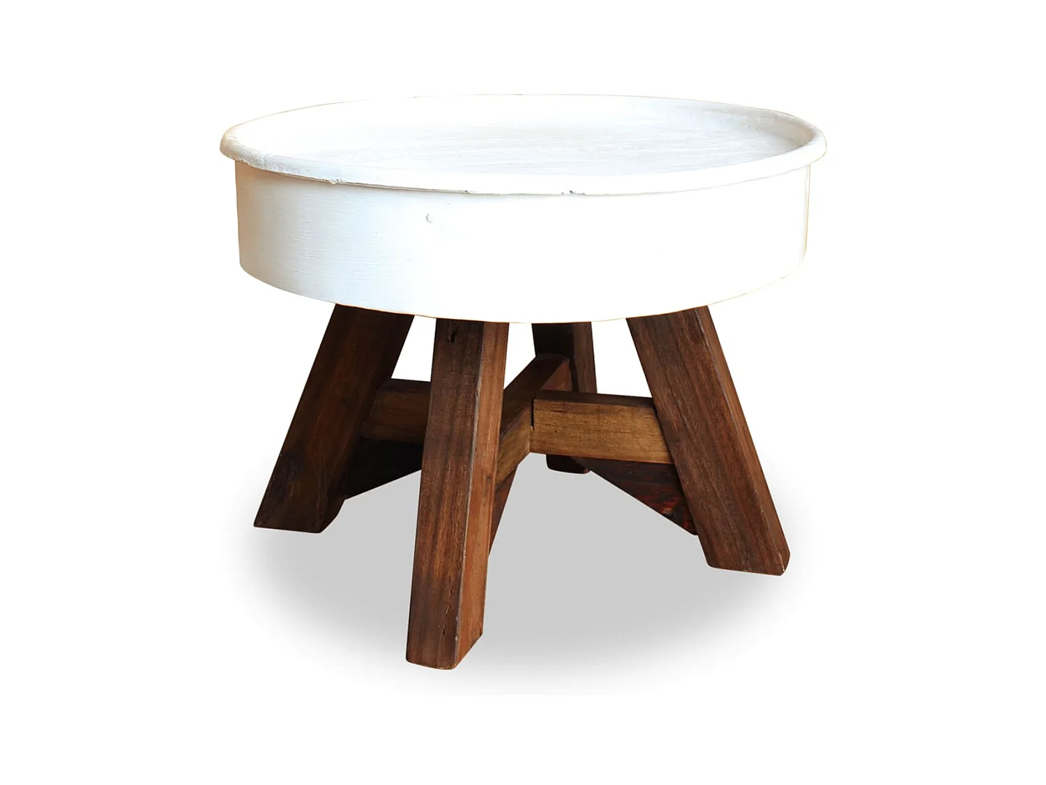 Table basse Bois de récupération massif 60 x 45 cm Blanc