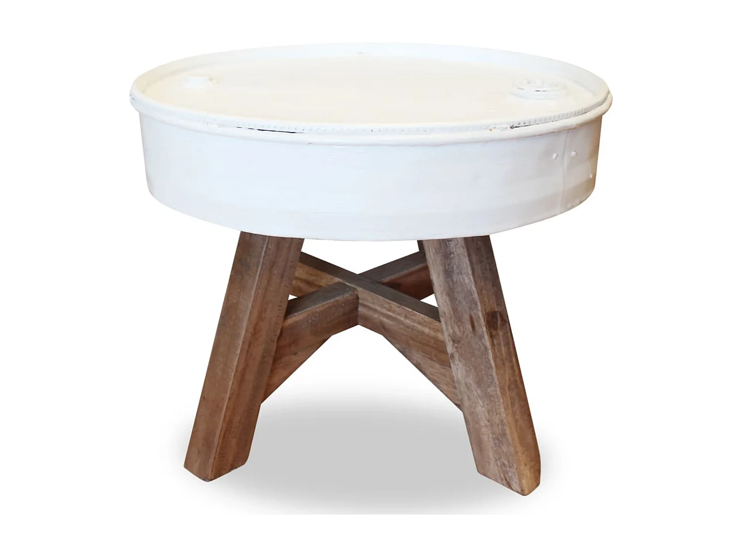 Table basse Bois de récupération massif 60 x 45 cm Blanc
