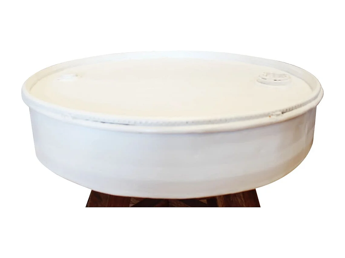 Table basse Bois de récupération massif 60 x 45 cm Blanc