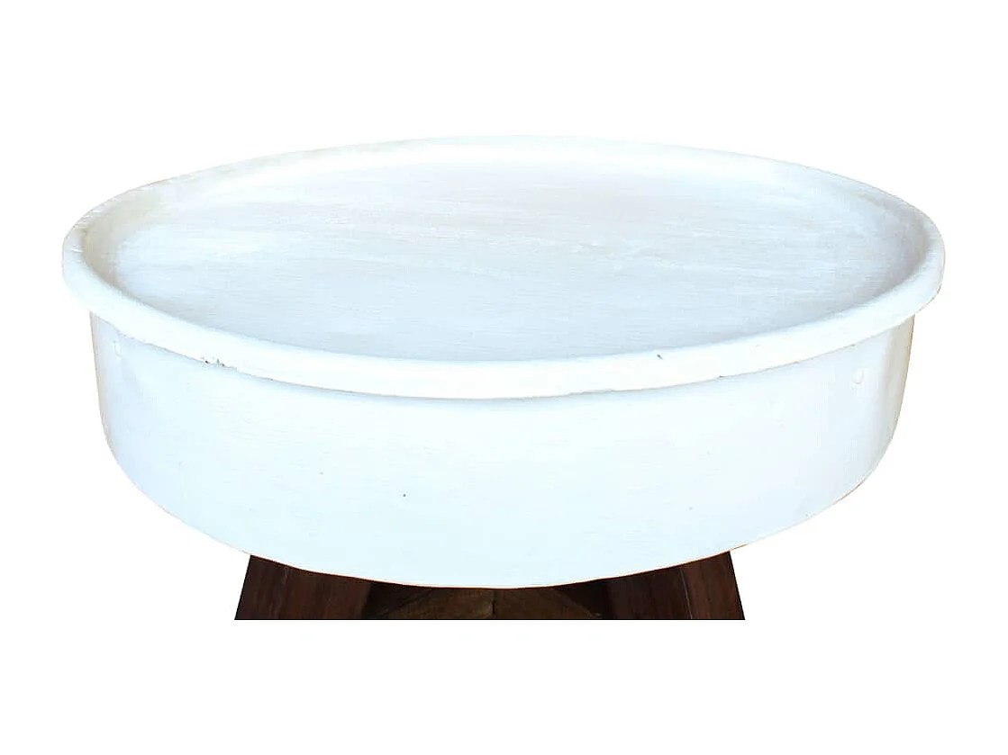Table basse Bois de récupération massif 60 x 45 cm Blanc