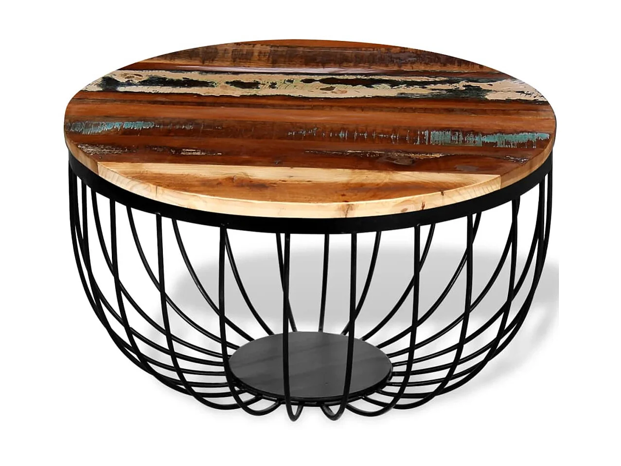 Mesa de centro dorada de madera maciza recuperada