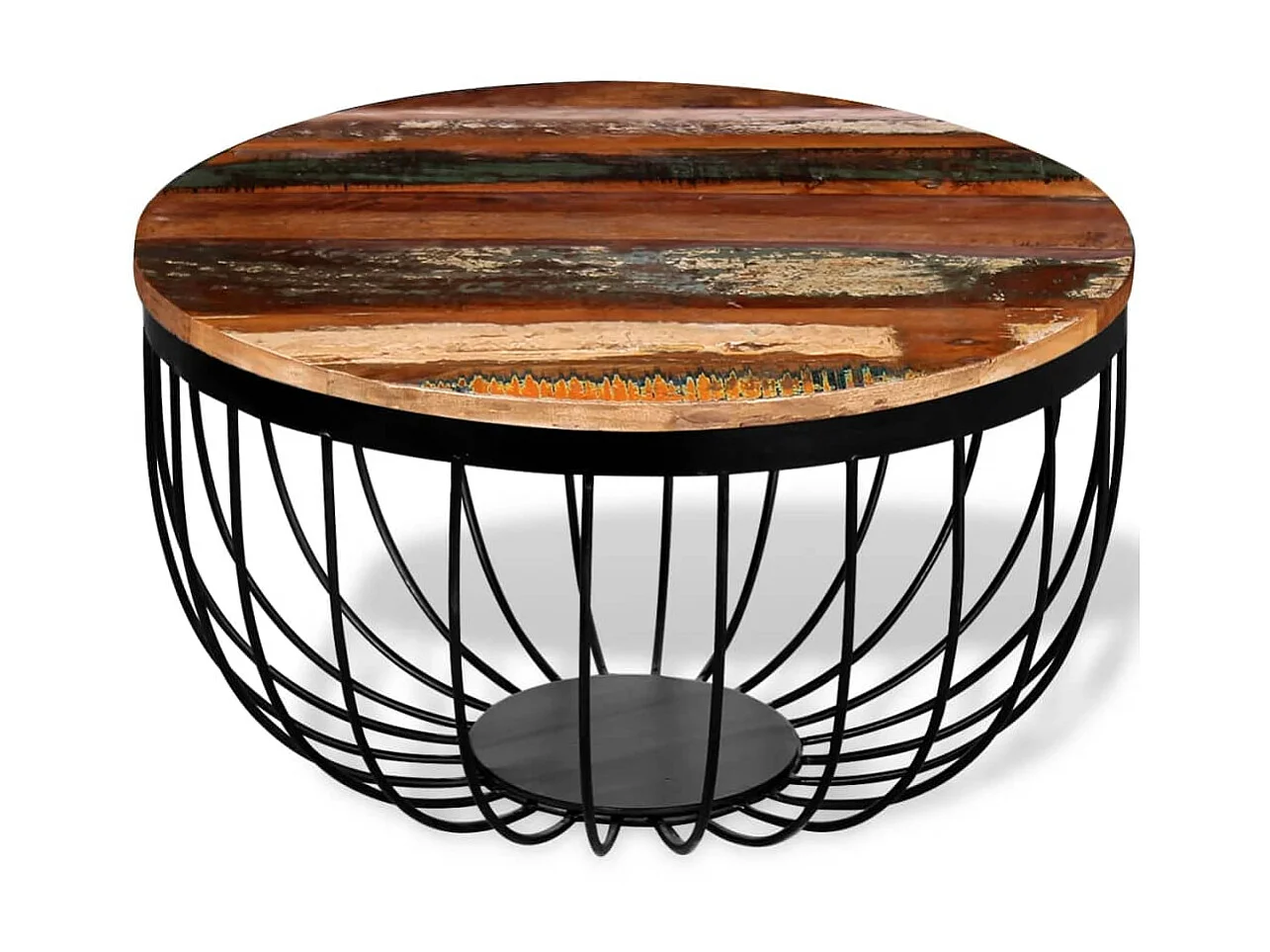 Mesa de centro dorada de madera maciza recuperada