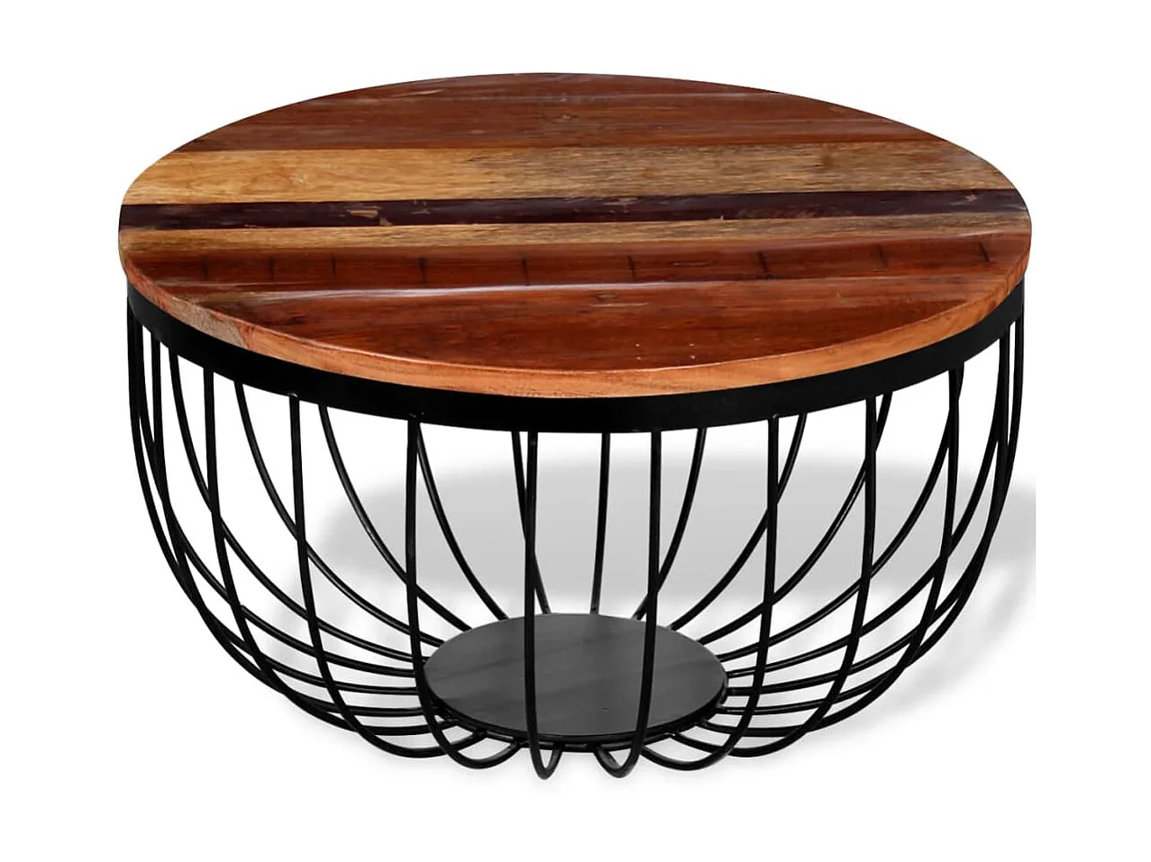 Mesa de centro dorada de madera maciza recuperada