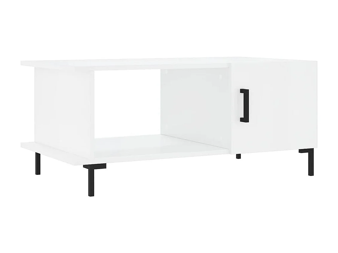 Gold Salontafel Glanzend wit 90x50x40 cm Bewerkt hout