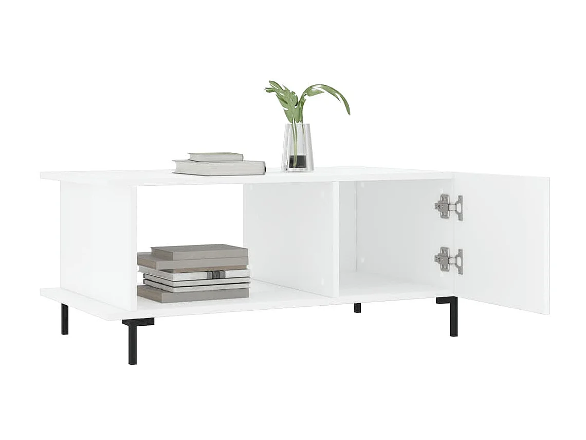 Gold Salontafel Glanzend wit 90x50x40 cm Bewerkt hout