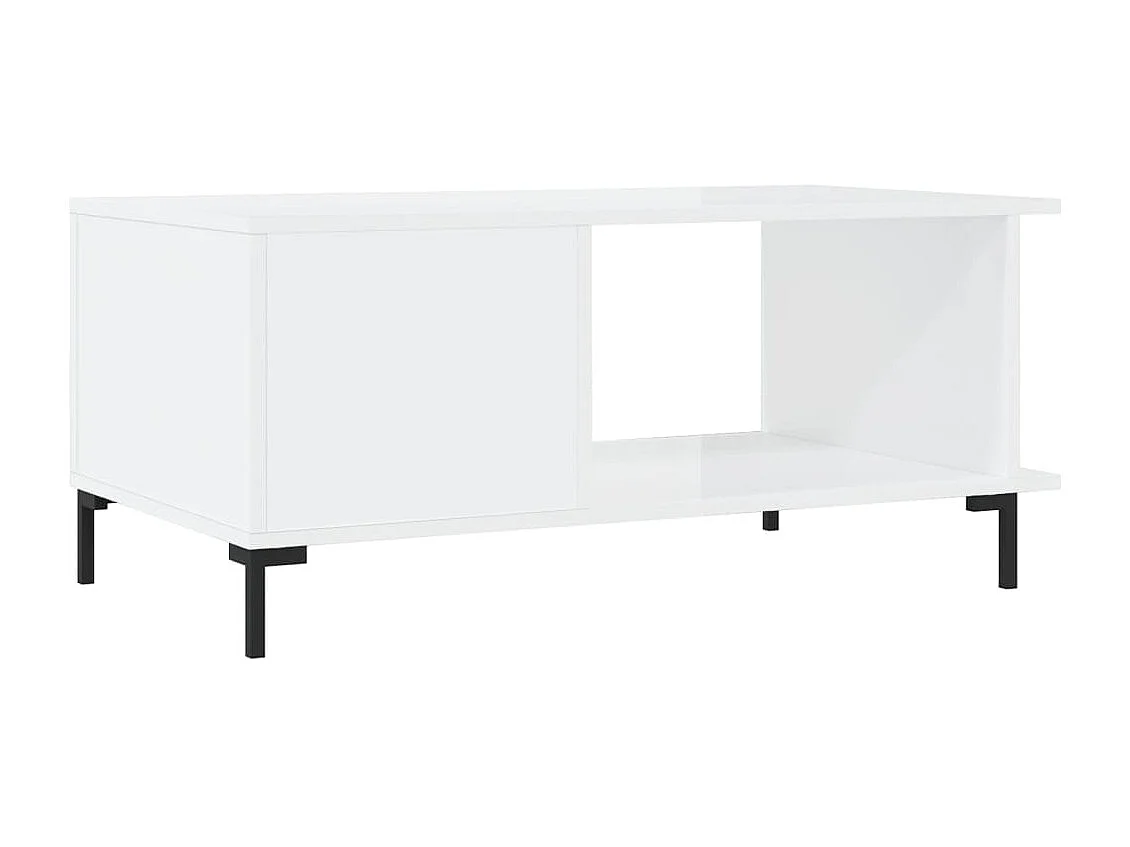 Gold Salontafel Glanzend wit 90x50x40 cm Bewerkt hout