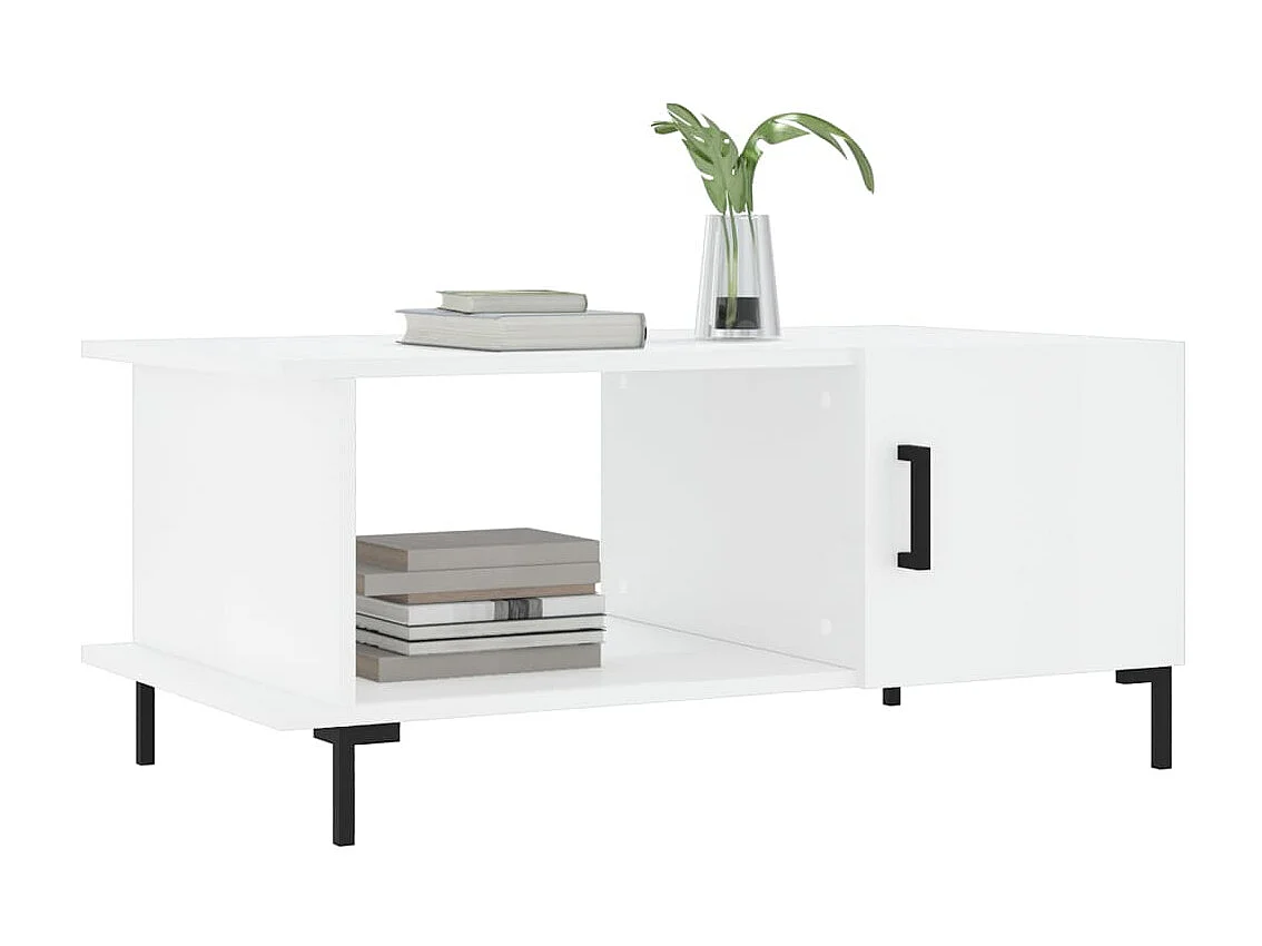 Gold Salontafel Glanzend wit 90x50x40 cm Bewerkt hout