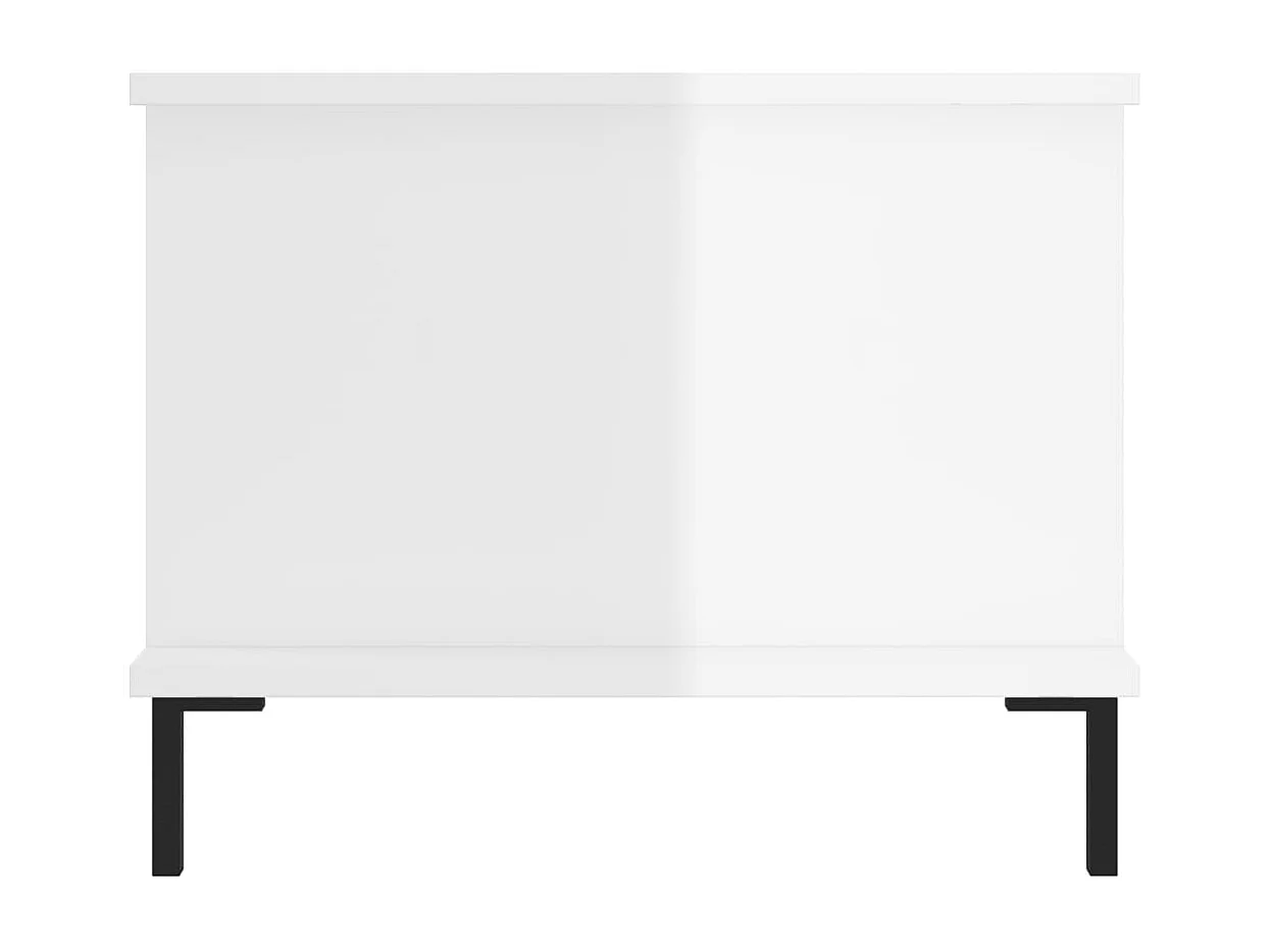 Gold Salontafel Glanzend wit 90x50x40 cm Bewerkt hout