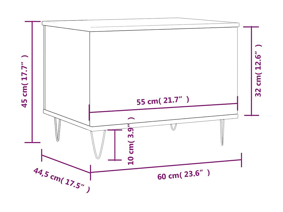 Table basse Chêne marron 60x44,5x45 cm Bois d'ingénierie