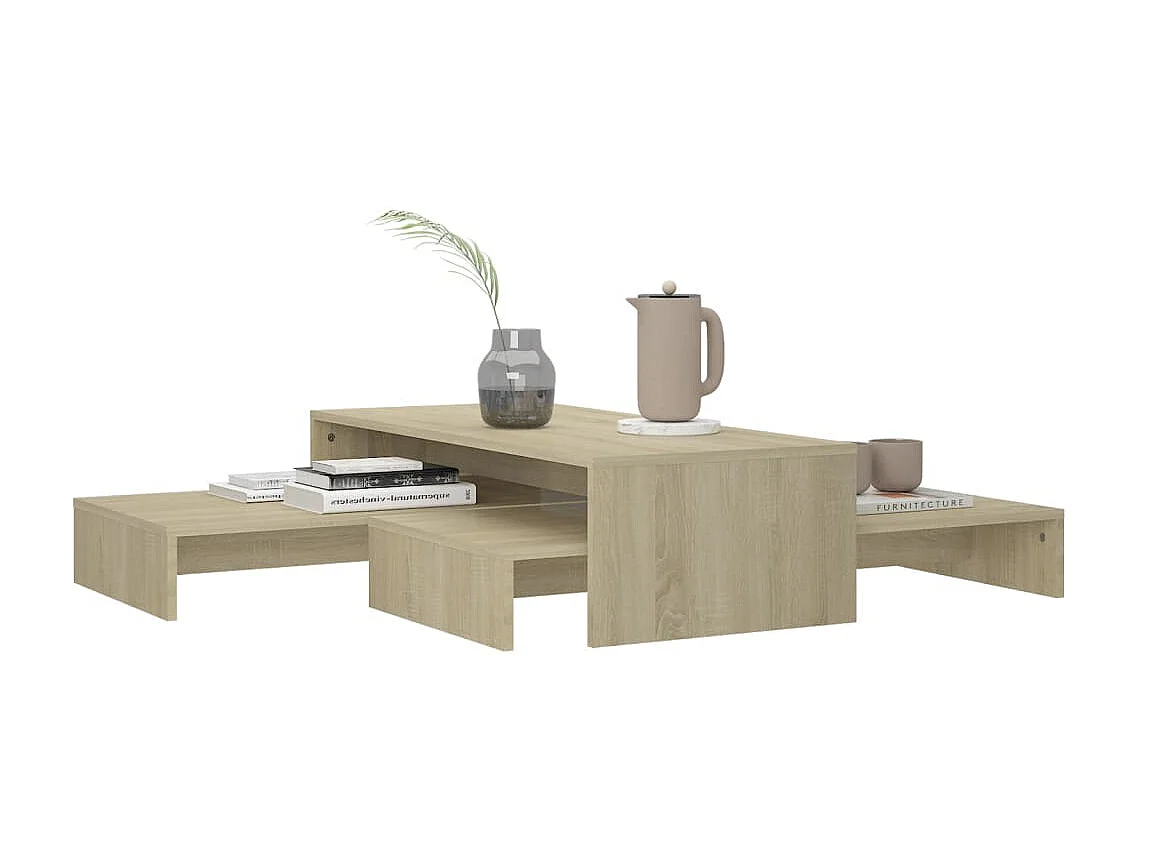 Set tables basses gigognes Chêne 100x100x26,5 cm Aggloméré