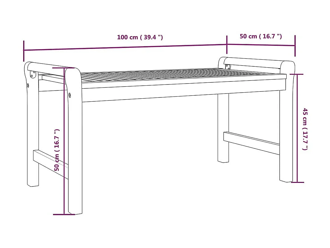 Tavolino Gold 100x50x50 cm Legno massello di acacia