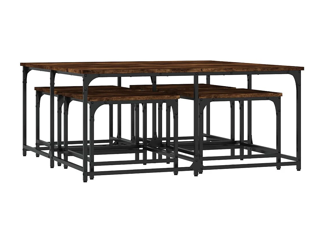 Gold Nesting salontafels 5 stuks gerookt eiken parket